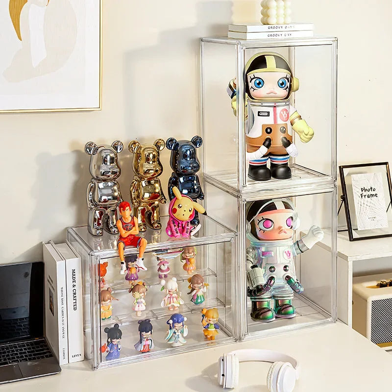Stackable Acrylic Display Case With Magnetic Door For Figures