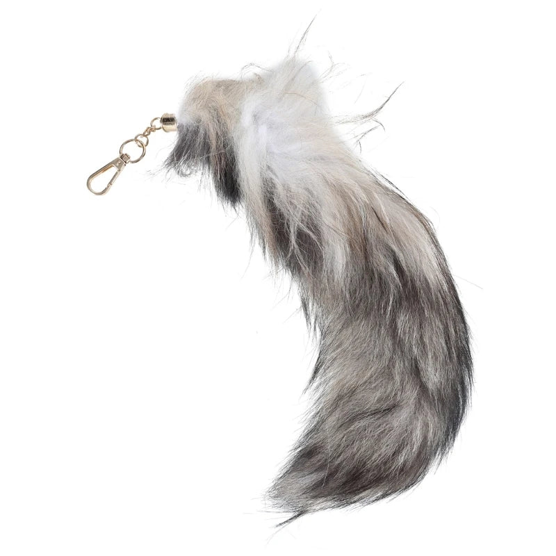 Furry Fox Tail Keychain Plush Keyring For Bags And Keys