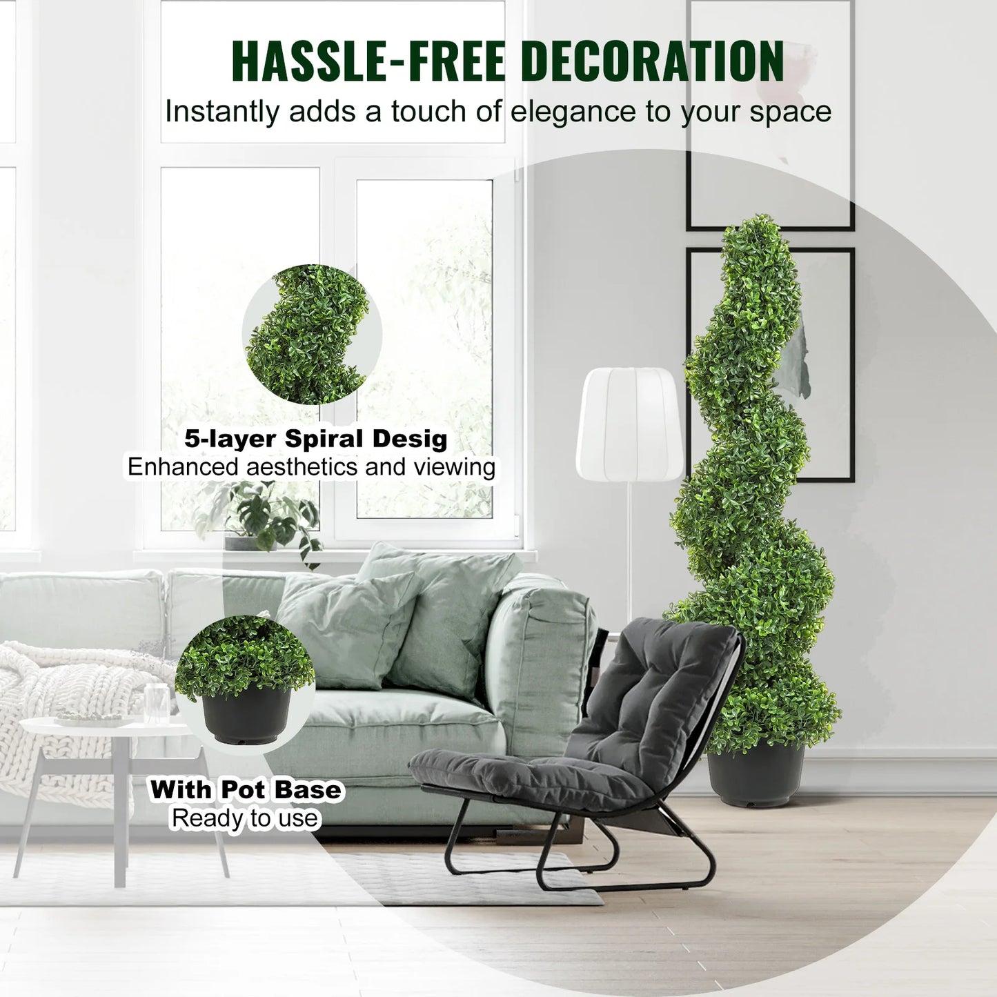Artificial Boxwood Tower Topiary Spiral Plant For Outdoor Garden Decor
