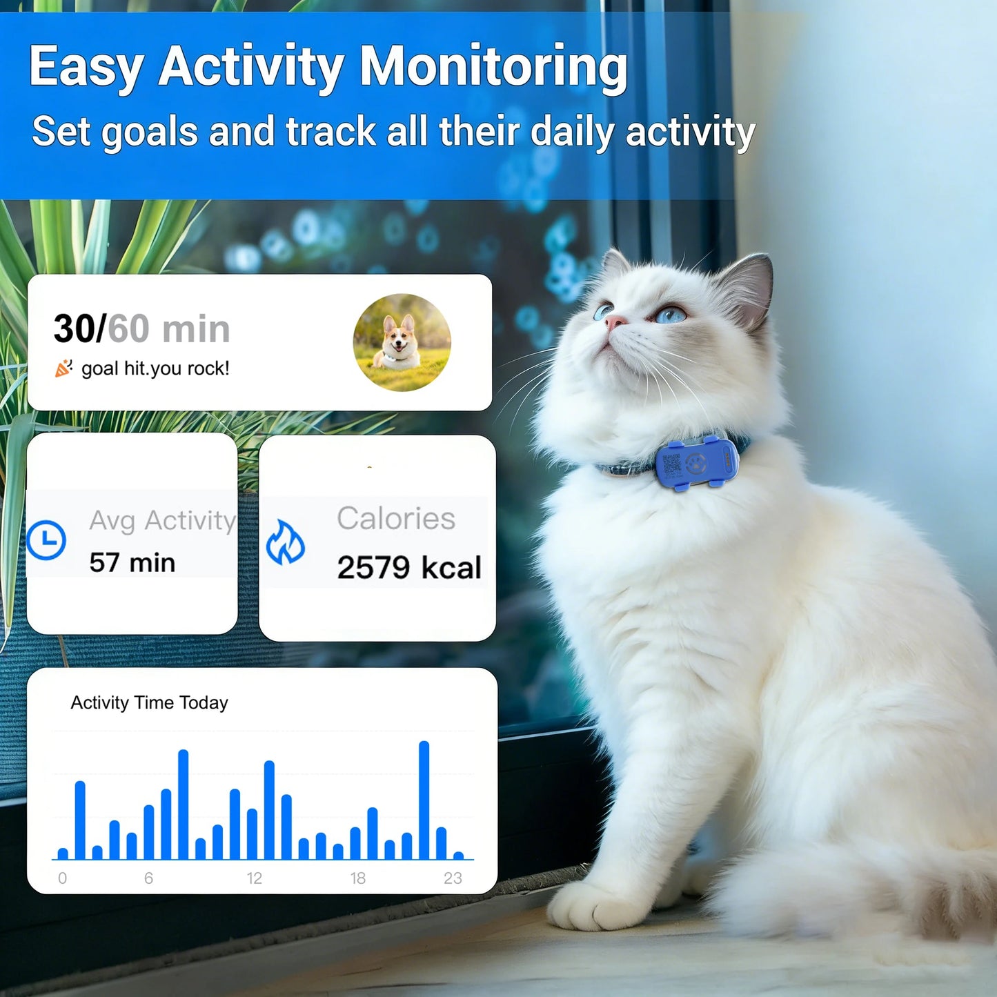WANWAYTECH GPS Pet Tracker Dogs Cats Real Time Tracking Unlimited 1 Year Service
