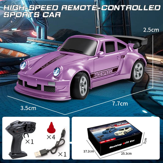 1/64 2.4G Desktop Mini High Speed Drift Car 4WD Remote Control Full Proportion Racing Car Toy GTR Race Model Boy Toy Gift