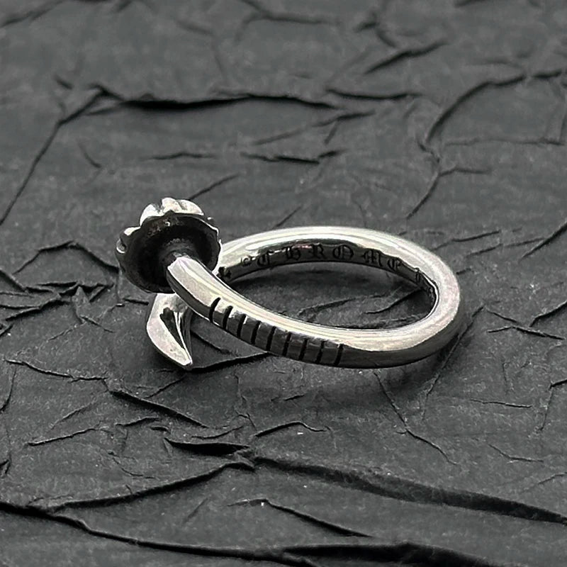 NONECN S925 Sterling Silver Convex Nail Ring For Men And Women