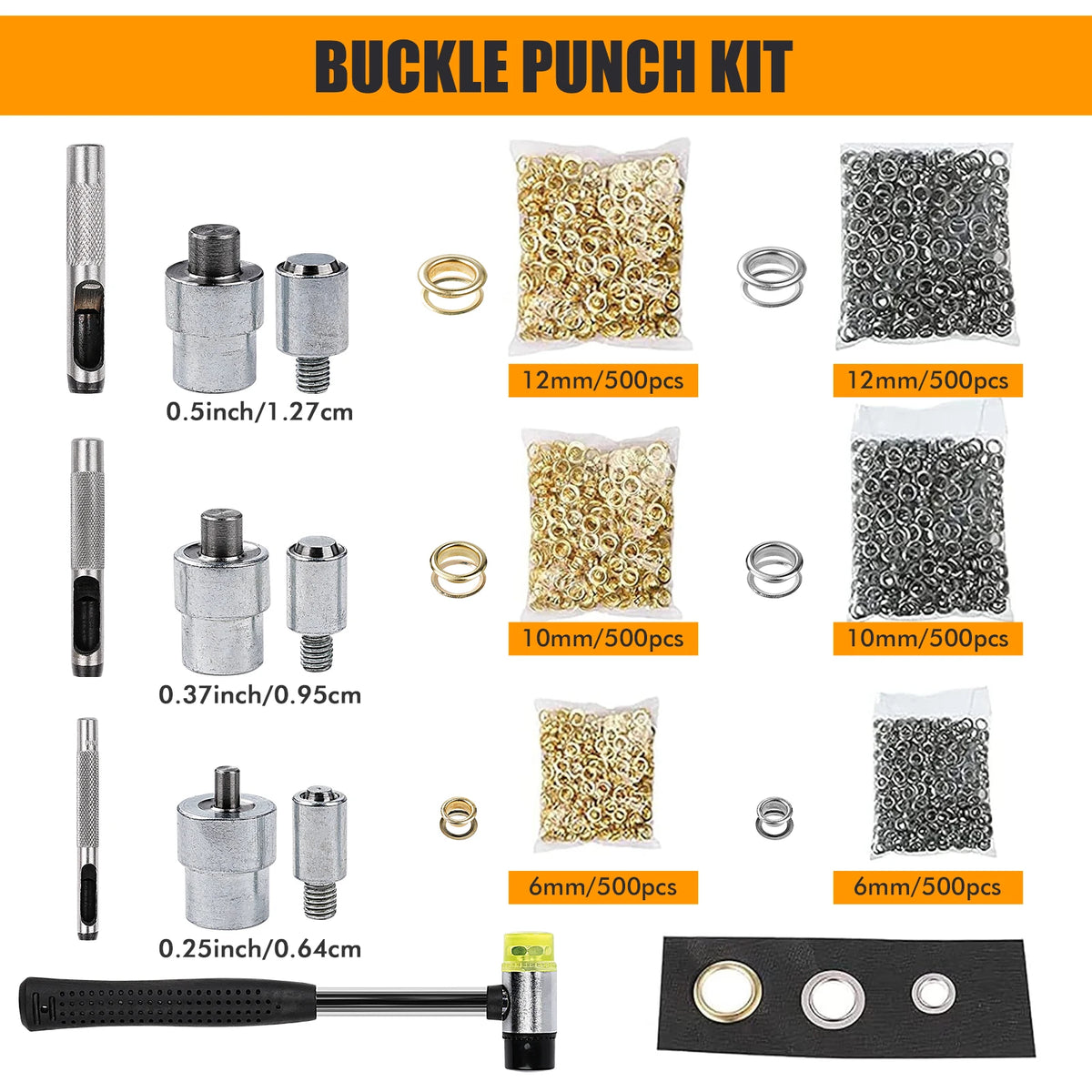 Manual Grommet Eyelet Hand Press Tool for Leathercraft Sewing Projects