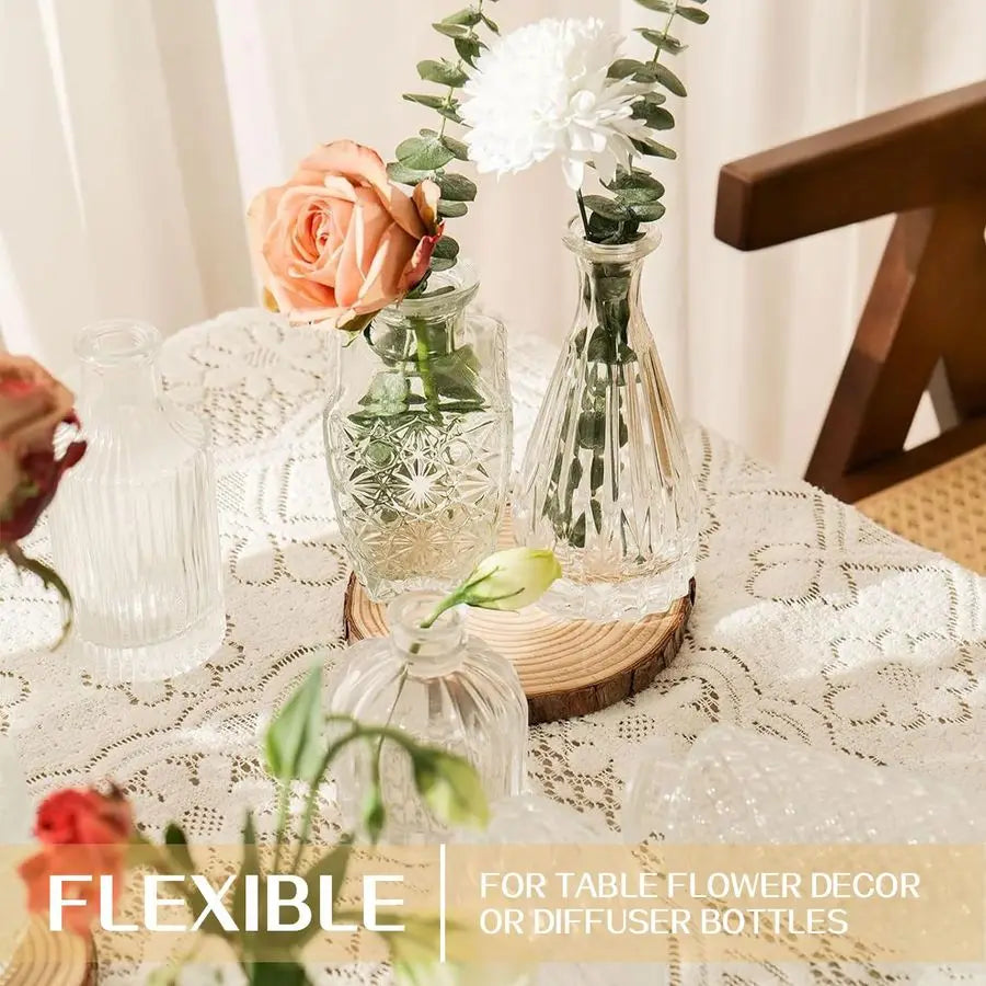 32 Piece Glass Bud Vase Set With Etched Pattern Centerpieces