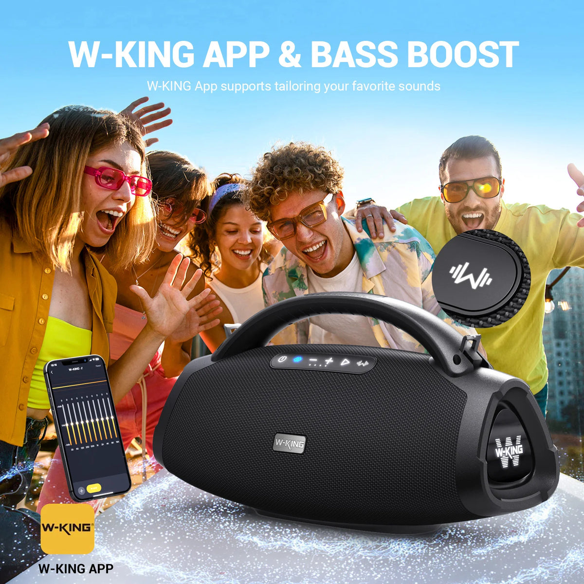 W-King D20 Portable Bluetooth Speaker 200W Output Waterproof Audio
