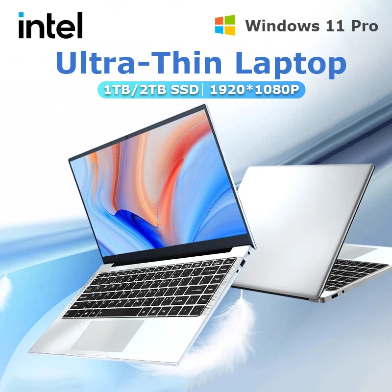Erilles Windows 11 Pro Laptop Atom A3950 12GB 1TB/2TB SSD