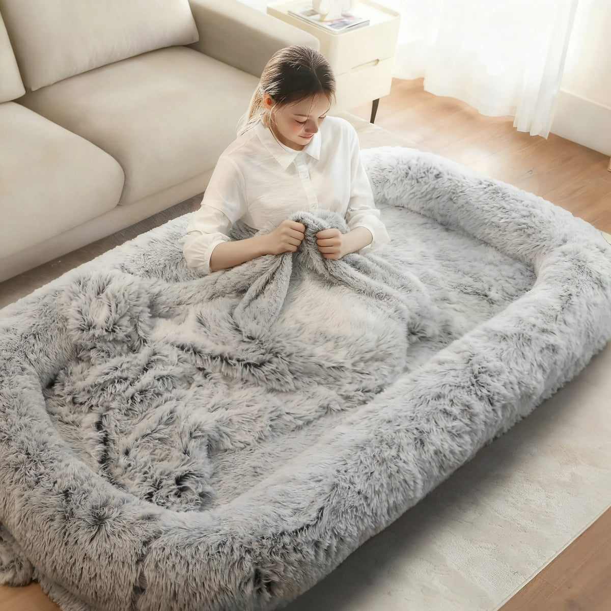 Orthopedic Human Dog Bed for Adults with Removable Cover