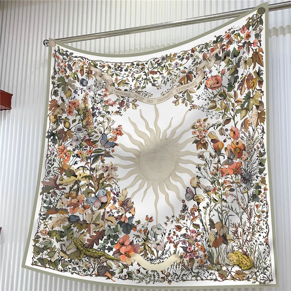 Elegant Silk Floral Square Scarf for Women Hijab Shawl Accessory