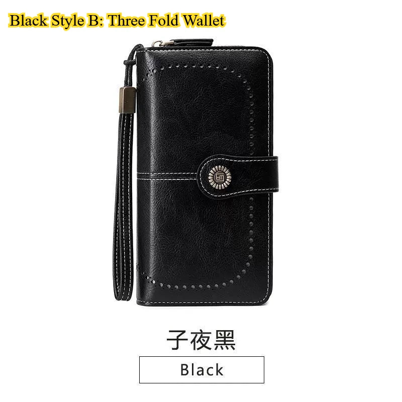 Anti Theft PU Wallet For Women Zipper Card Holder Purse