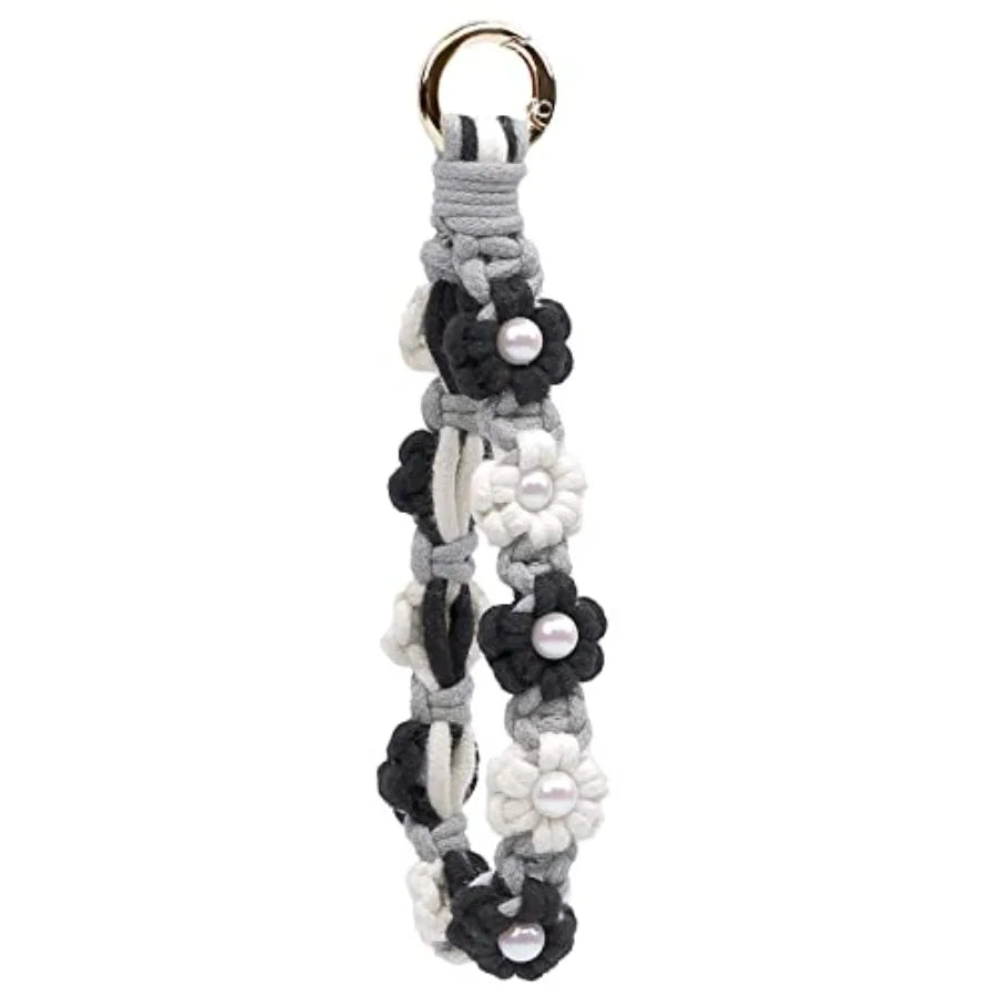 Boho Macrame Keychain Wristlet Exquisite Weave Handmade Lanyard Bracelet Women