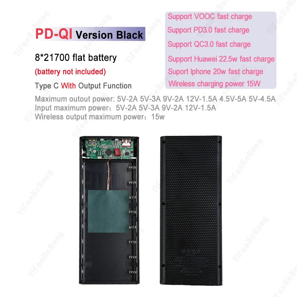 8x21700 Battery Case With Dual USB Charger Box And Storage