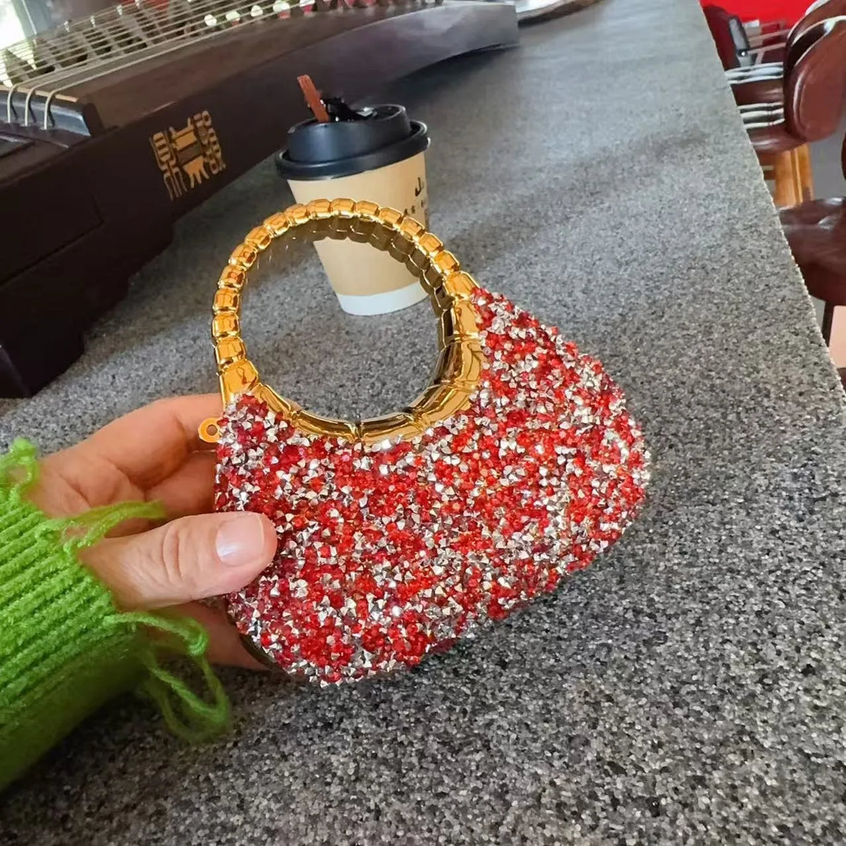 Heart Shaped Sequined Evening Clutch Bag For Party Weddings