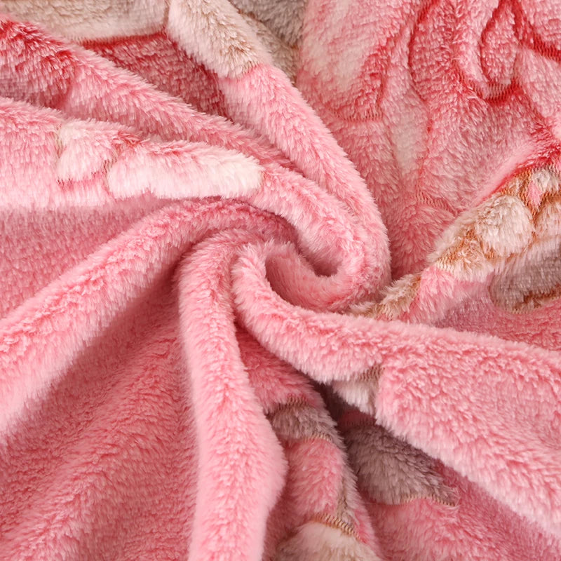 Floral Style Warm Bedspread Fleece Blanket For Sofa And Bed