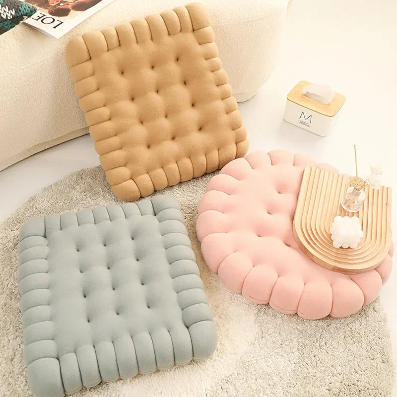 Biscuit Shape Plush Cushion Pillow For Home Or Office Use
