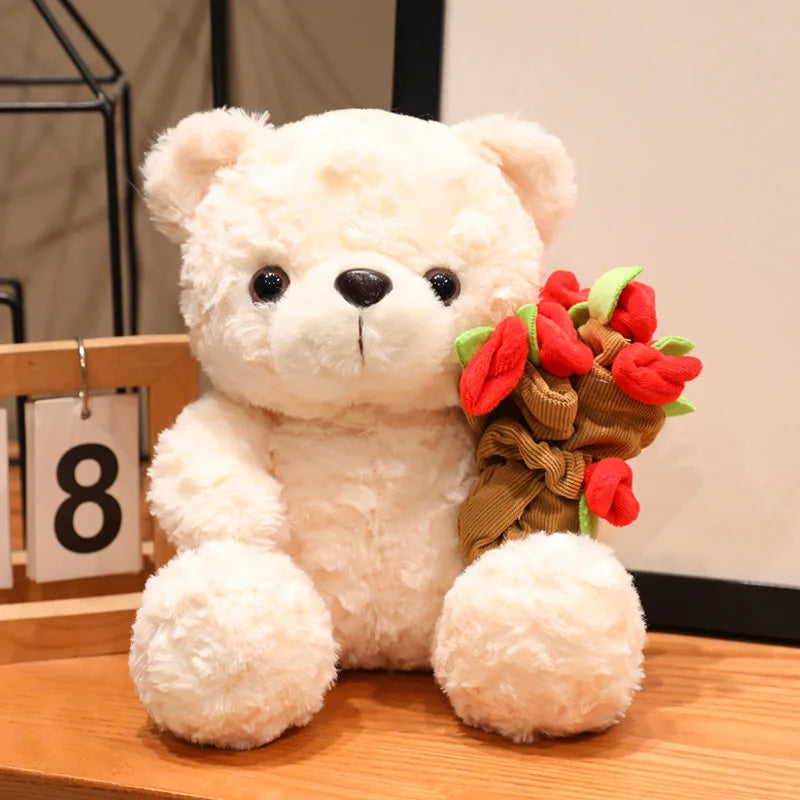 Rose Bear Plush Toy Romantic Gift For Girlfriend Valentines Day