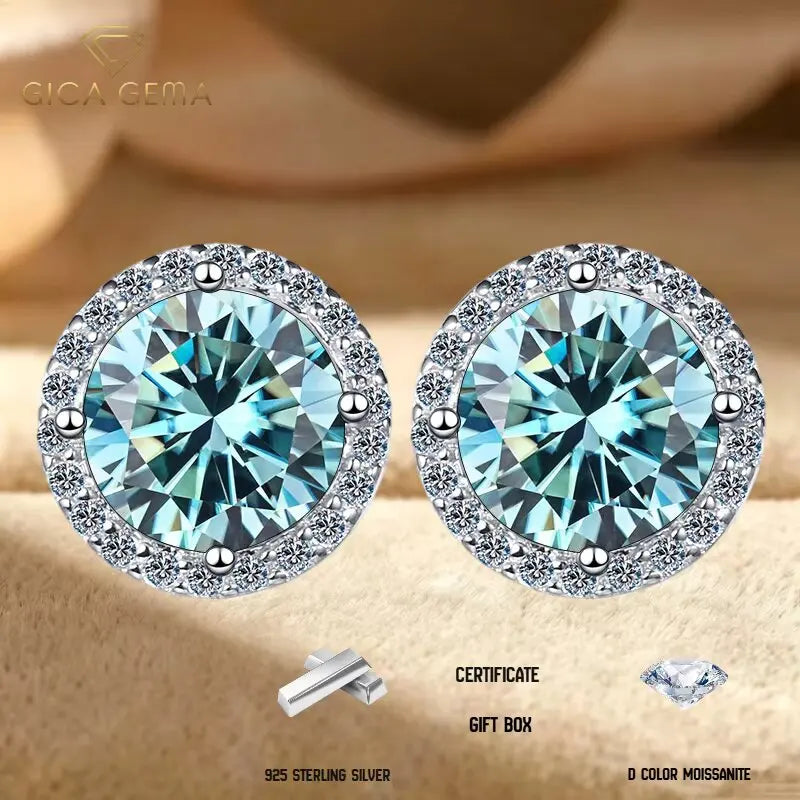 Premium Sterling Silver Moissanite Stud Earrings For Women