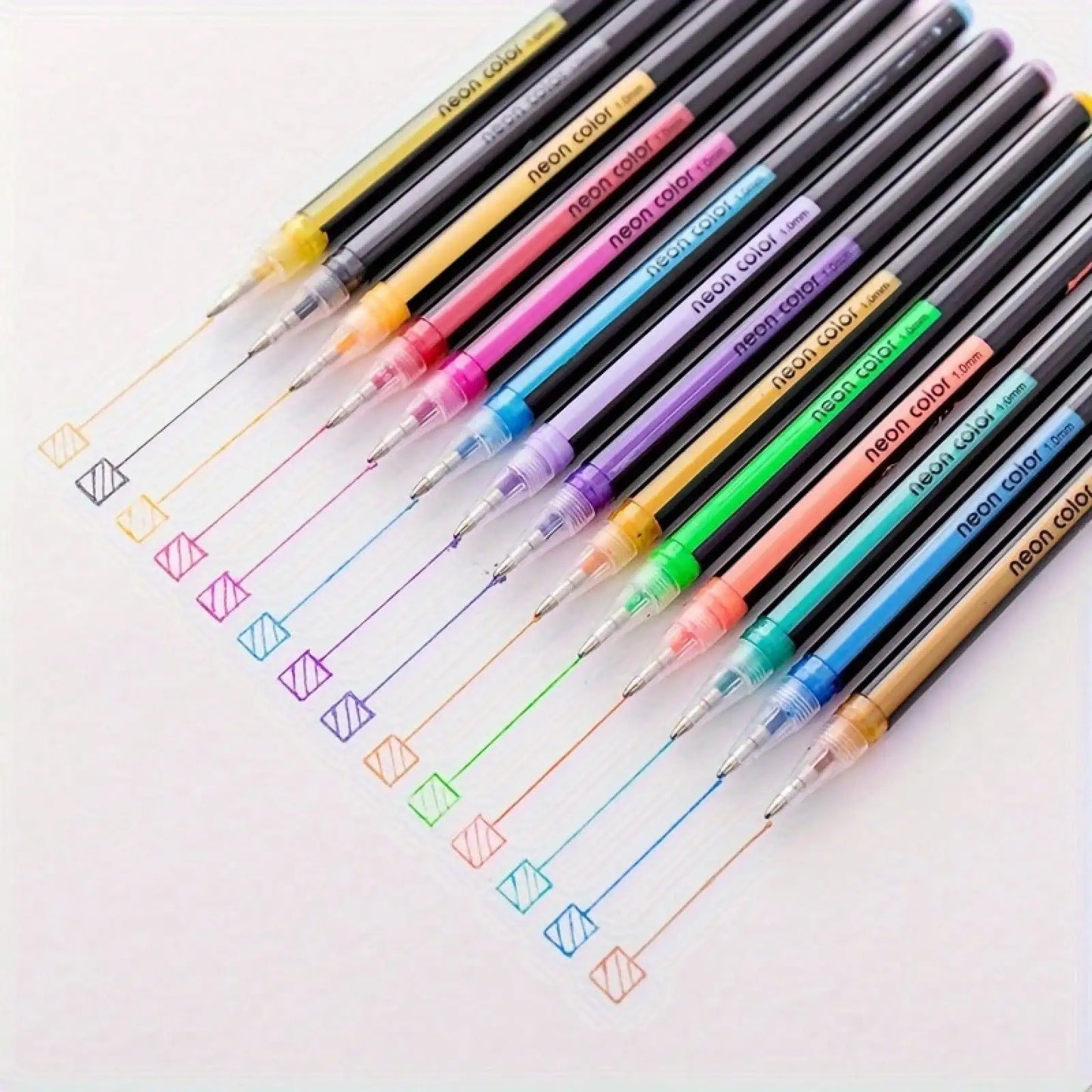 SparkleCo 48 Color Gel Pen Set With Fine 1.0mm Tip - Glitter Metallic Pens For Journaling And Scrapbooking