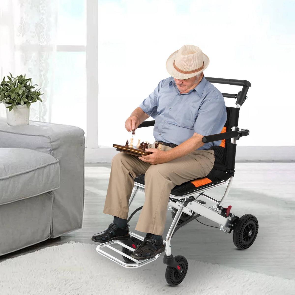 Portable Folding Wheelchair for Seniors and Adults Lightweight Transport Chair