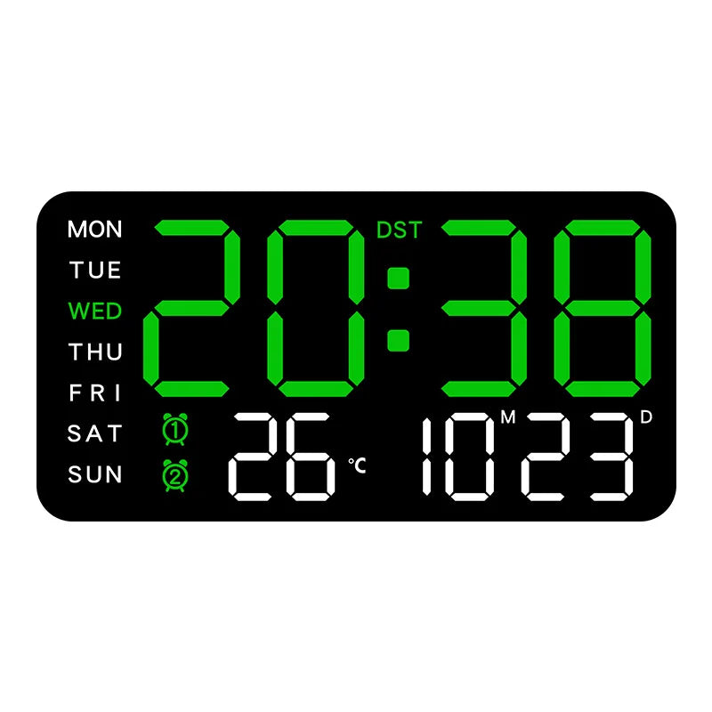 Digital Wall Clock With Temp Date Week Display Remote USB