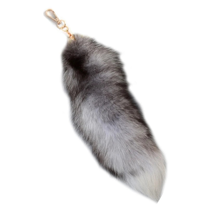 Furry Fox Tail Keychain Plush Keyring For Bags And Keys