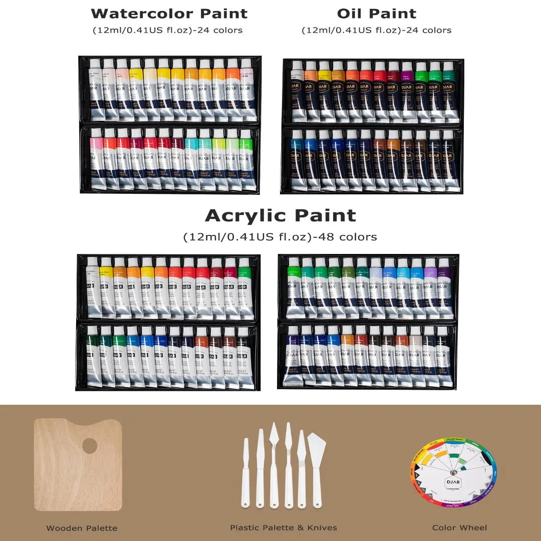 DJAR Wooden French Easel Painting Kit With Artist Supplies