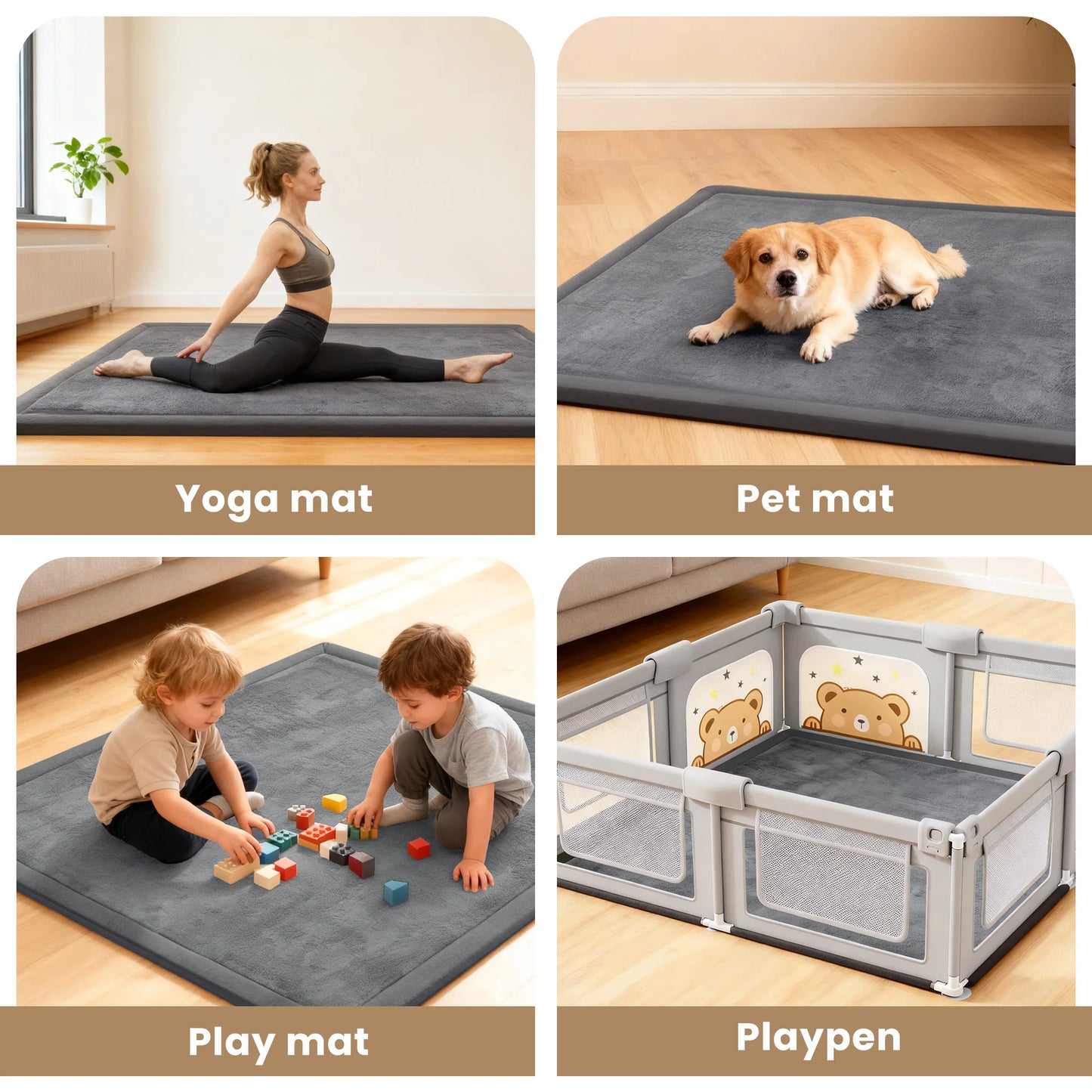 Huloo Sleep Thick Non Slip Baby Play Mat Memory Foam