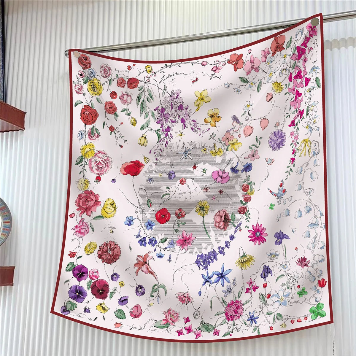Elegant Silk Floral Square Scarf for Women Hijab Shawl Accessory