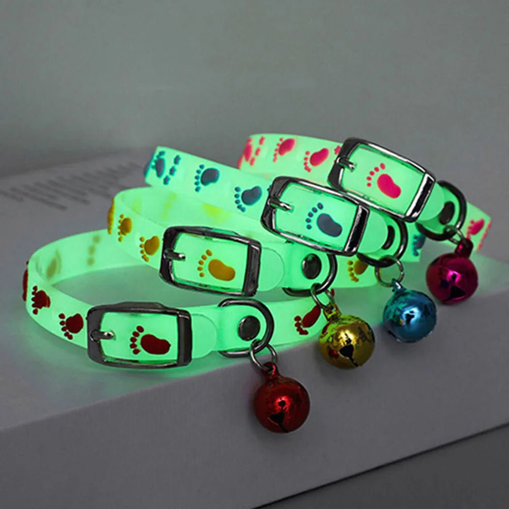 Decoration Luminous Cat Necklace Glow Collar With Bell For Cats