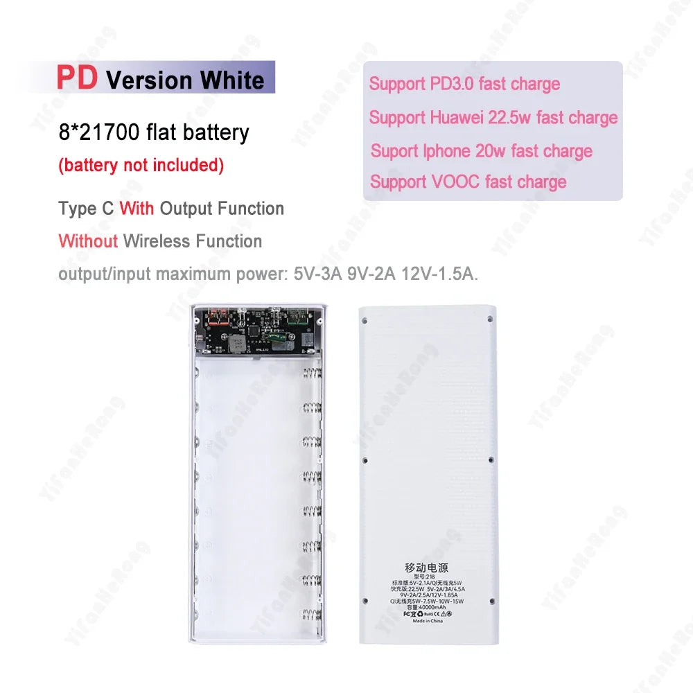 8x21700 Battery Case With Dual USB Charger Box And Storage