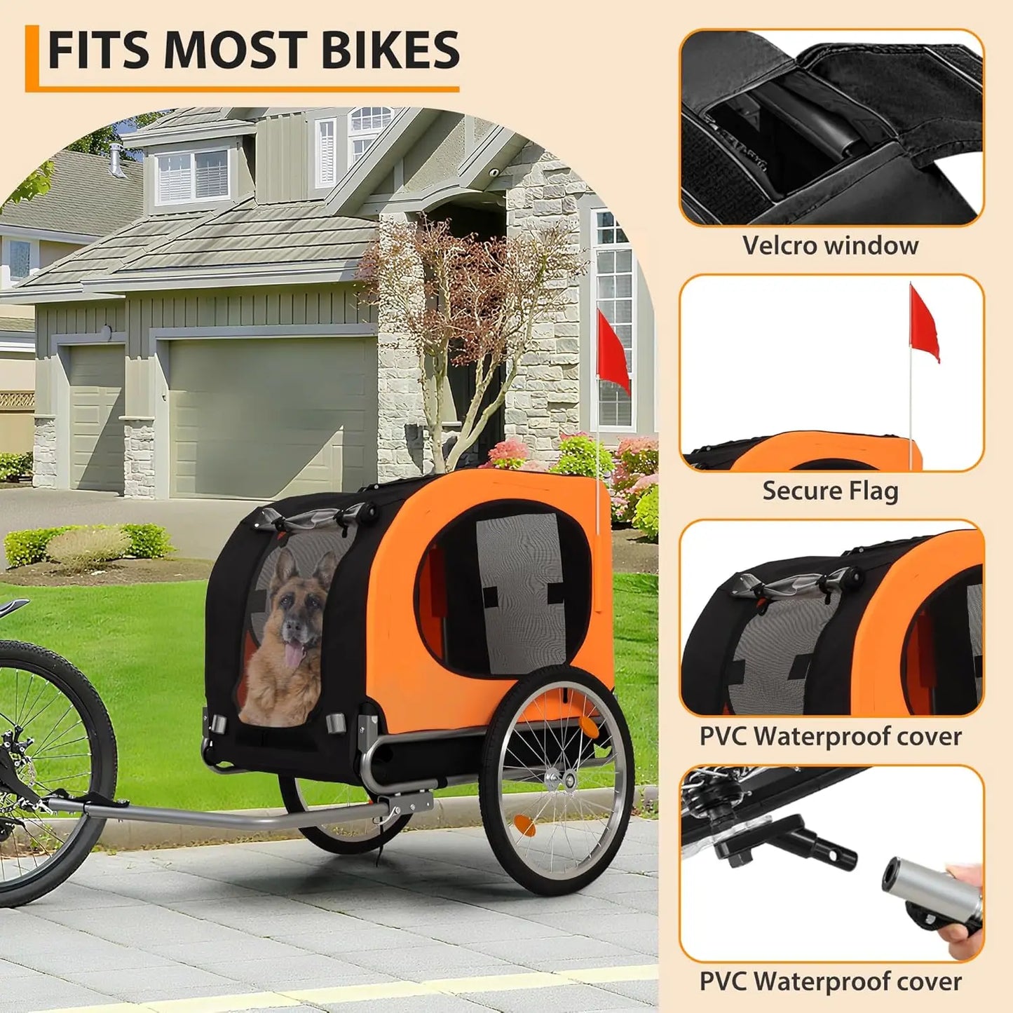 Twister Ck Foldable Dog Bike Trailer Universal Pet Bicycle Carrier