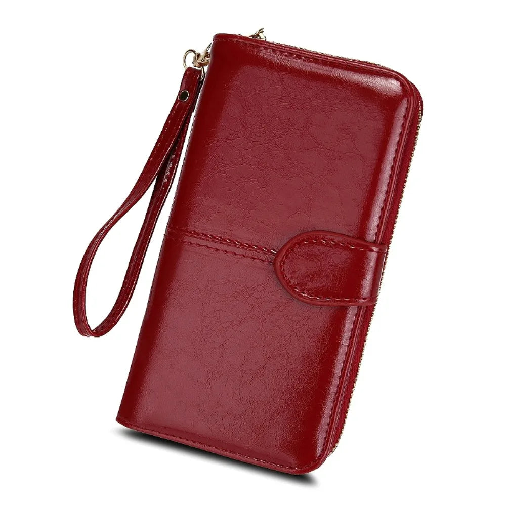 Anti Theft PU Wallet For Women Zipper Card Holder Purse