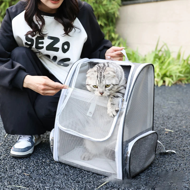 Pawstrip Cat Carrier Bag Outdoor Travel Backpack Breathable for Small Pets