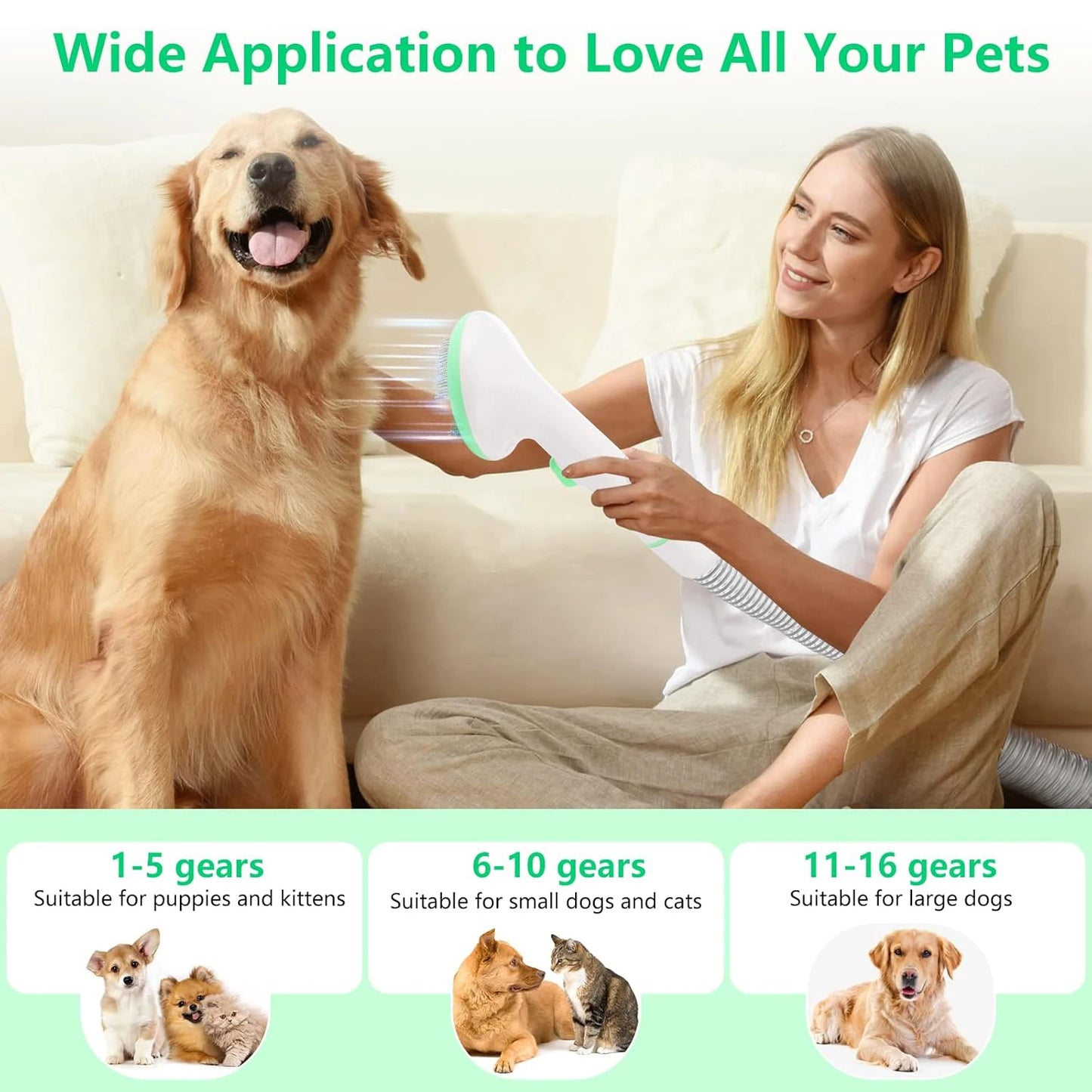 DishyKooker Pet Grooming Kit With 2L Vacuum And 5 Tools