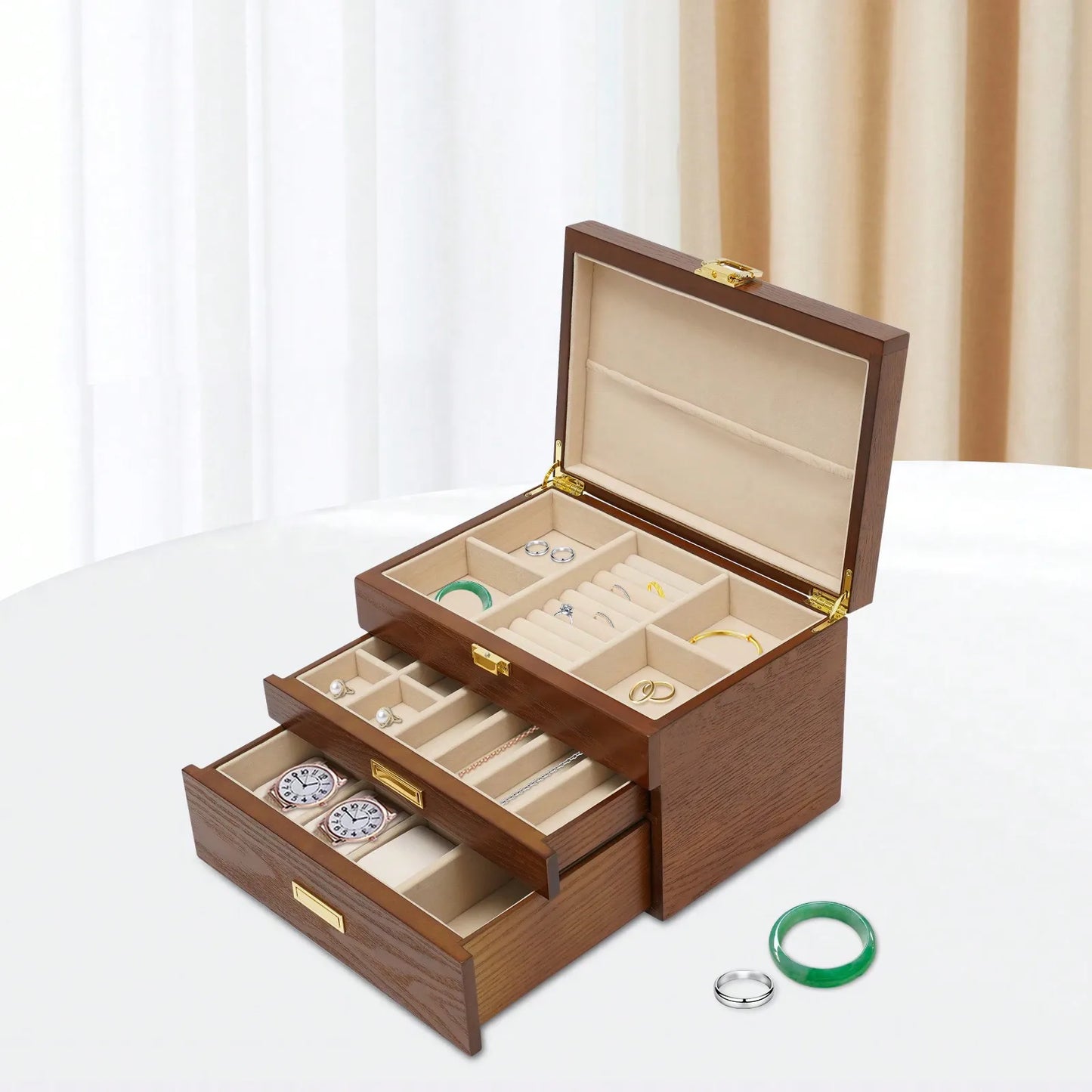 Plastic Jewelry And Watch Display Case Organizer Storage Box