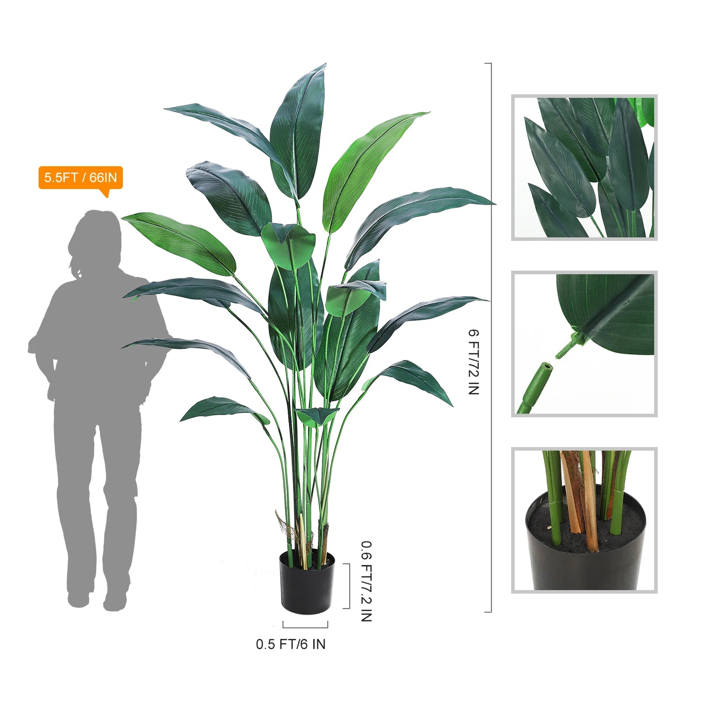 Studyset Artificial Bird of Paradise Plant for Indoor Outdoor Decor