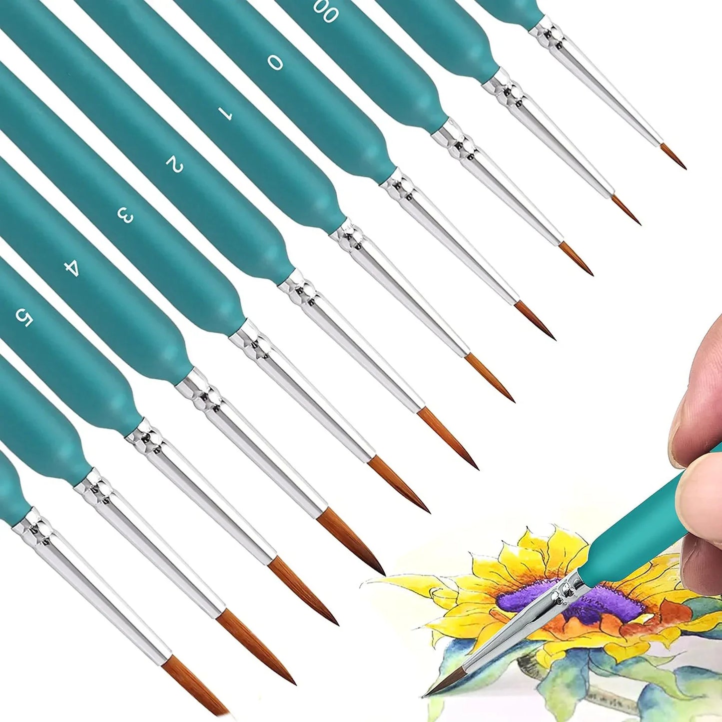 Miniature Detail Tip Paint Brush Set With Ergonomic Handles Acrylic