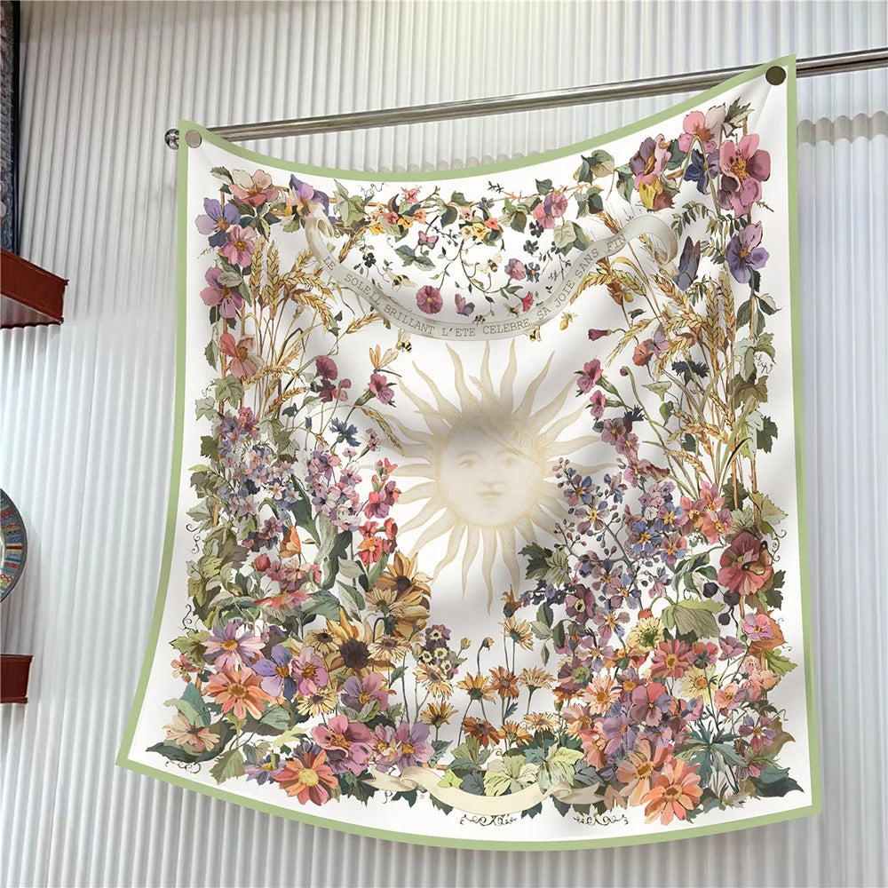 Elegant Silk Floral Square Scarf for Women Hijab Shawl Accessory