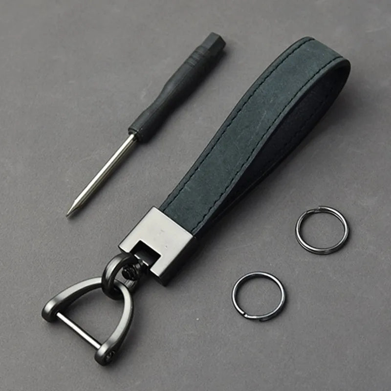 Omuda PremiumGrade GenuineLeather CarKey Chain With ExtraDurable BuckleRing Premium Protection