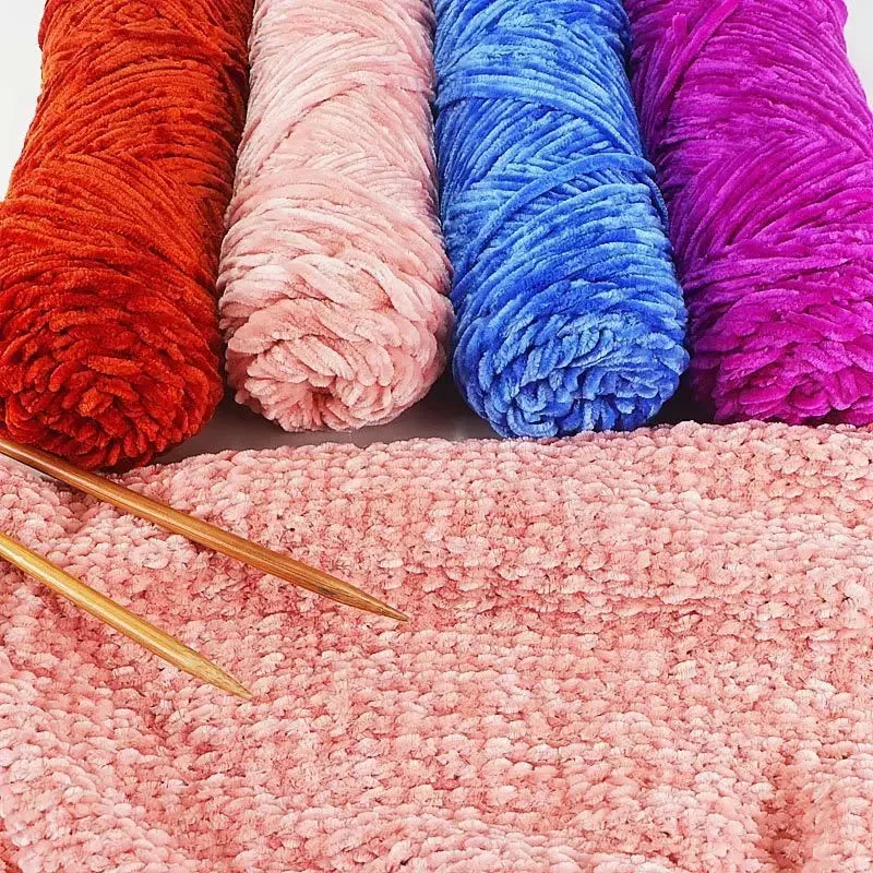 Chenille Velvet Yarn 100g Roll Soft Plush Polyester For Knitting Crochet DIY Crafts
