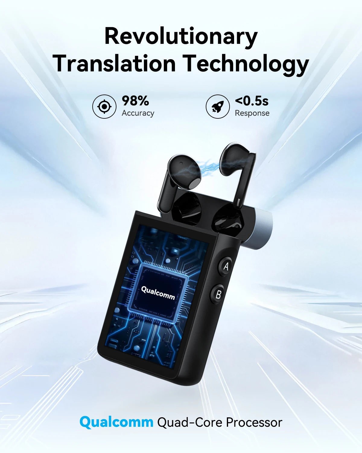 Wooask A9S AI Translator Earbuds Real Time Translation for Travel and Business