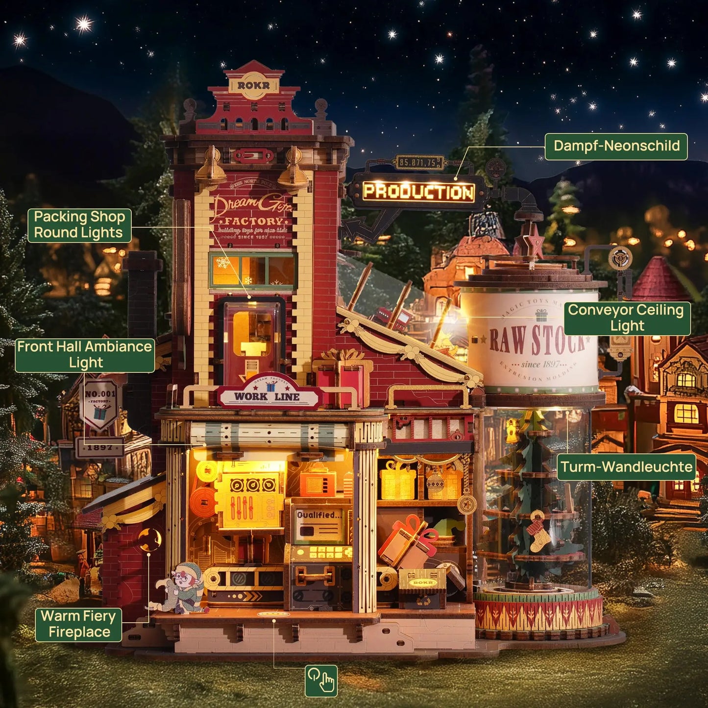 Robotime Dream Gift Factory 3D Wooden Puzzle Home Decor Light