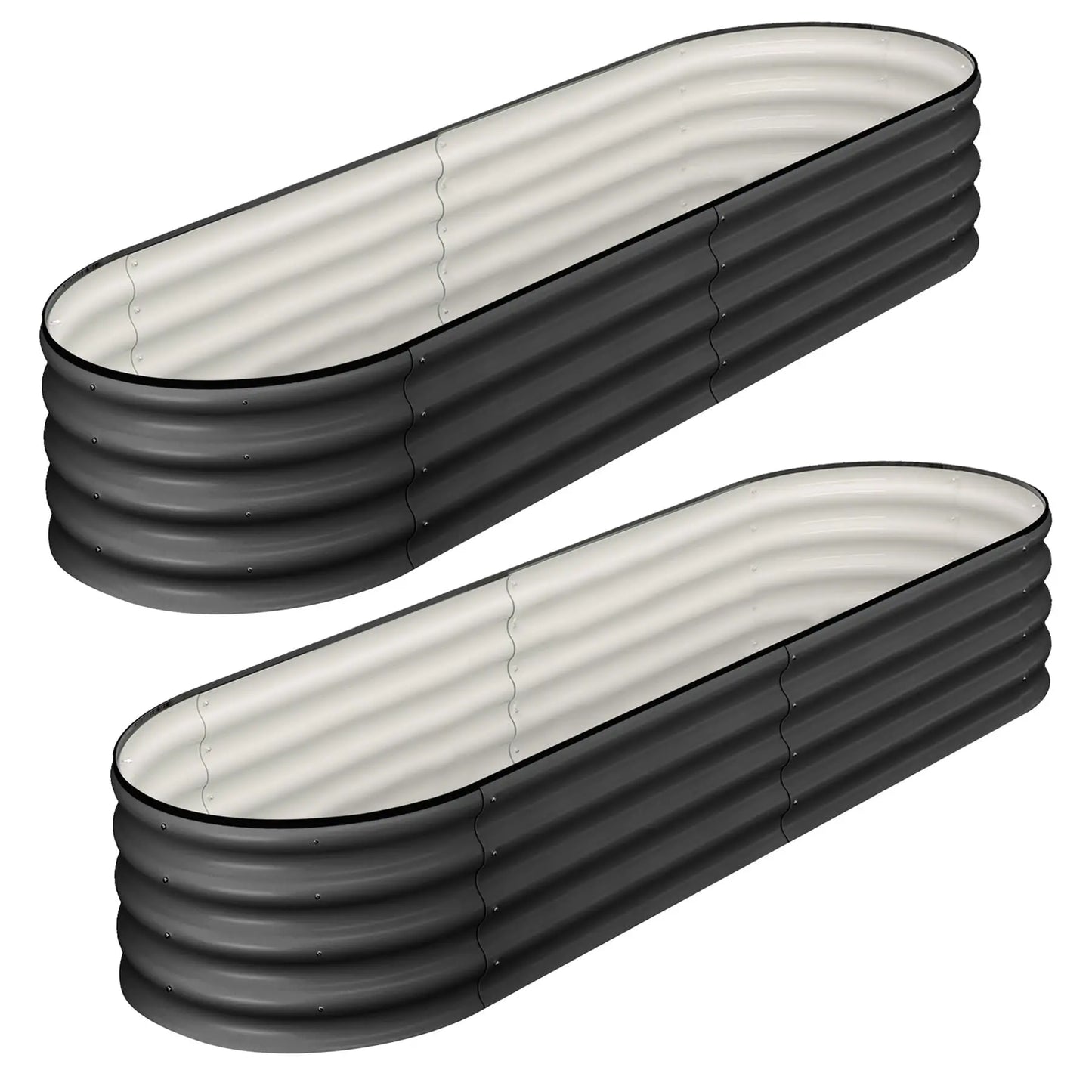 HiMISS 2 Pack Oval Raised Garden Bed Galvanized Metal Planter Box