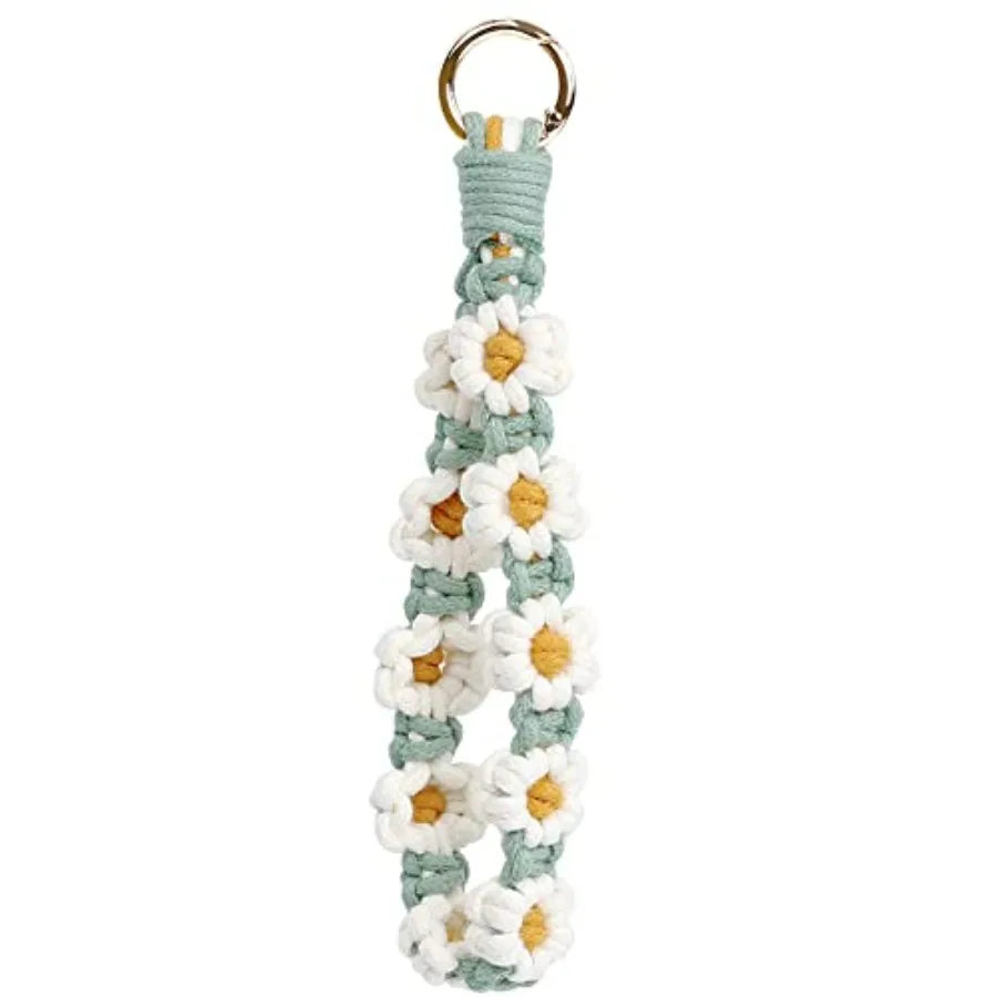 Boho Macrame Keychain Wristlet Exquisite Weave Handmade Lanyard Bracelet Women