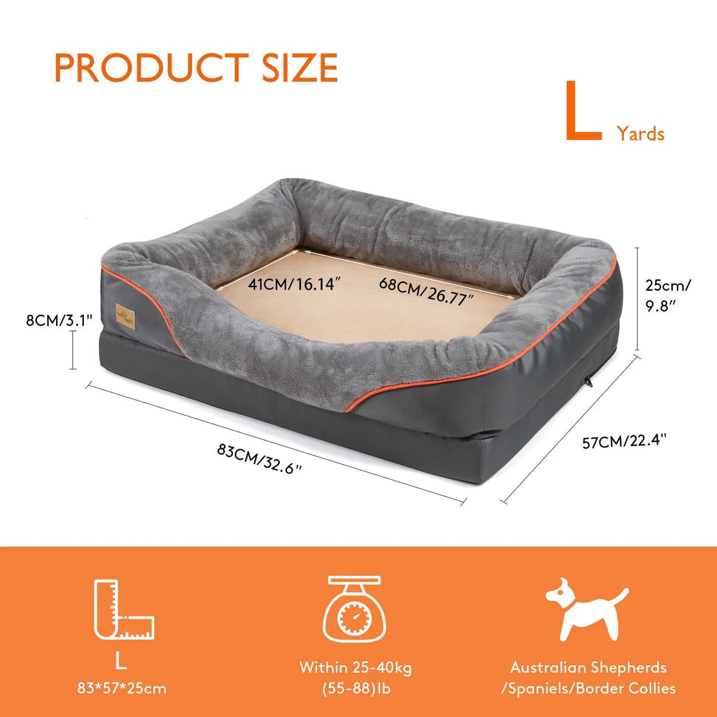 BINGOPAWCN Dog Bed Waterproof Anti Allergy With Removable Washable Cover Soft Fleece