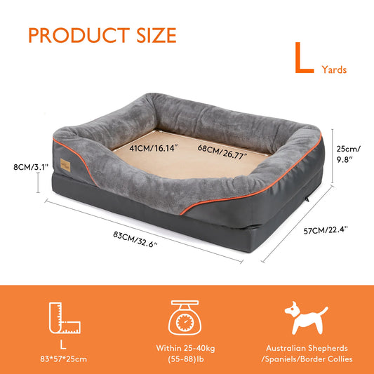BINGOPAW Large Dog Bed With Removable Washable Fleece Cover Waterproof