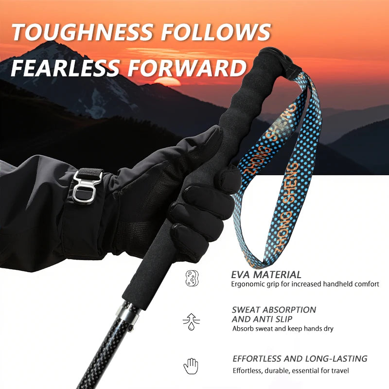 OKHEALING Carbon Fiber Collapsible Trekking Poles for Hiking and Walking