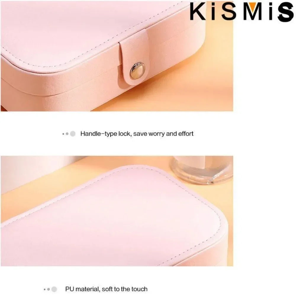KISMIS PU Leather Jewelry Organizer Box With Travel Compartments